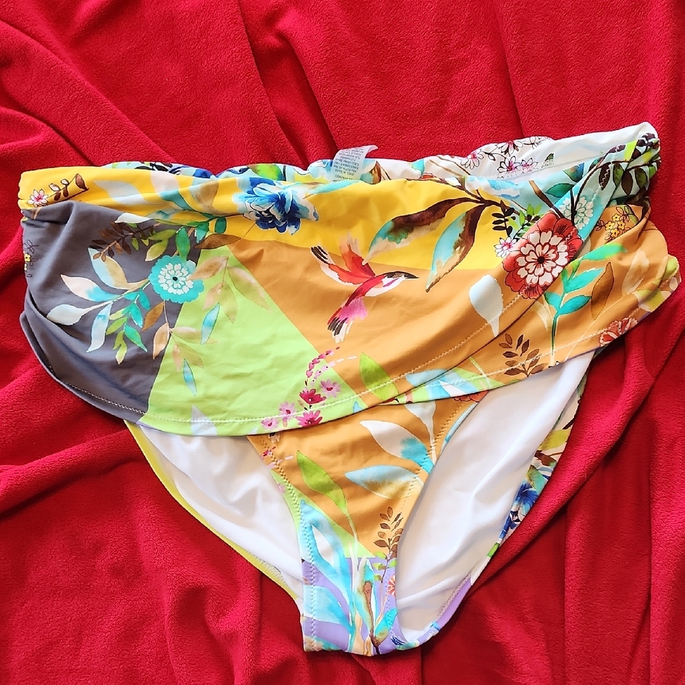 Johnny Was Orange and Yellow Bikini Brief Swimwear